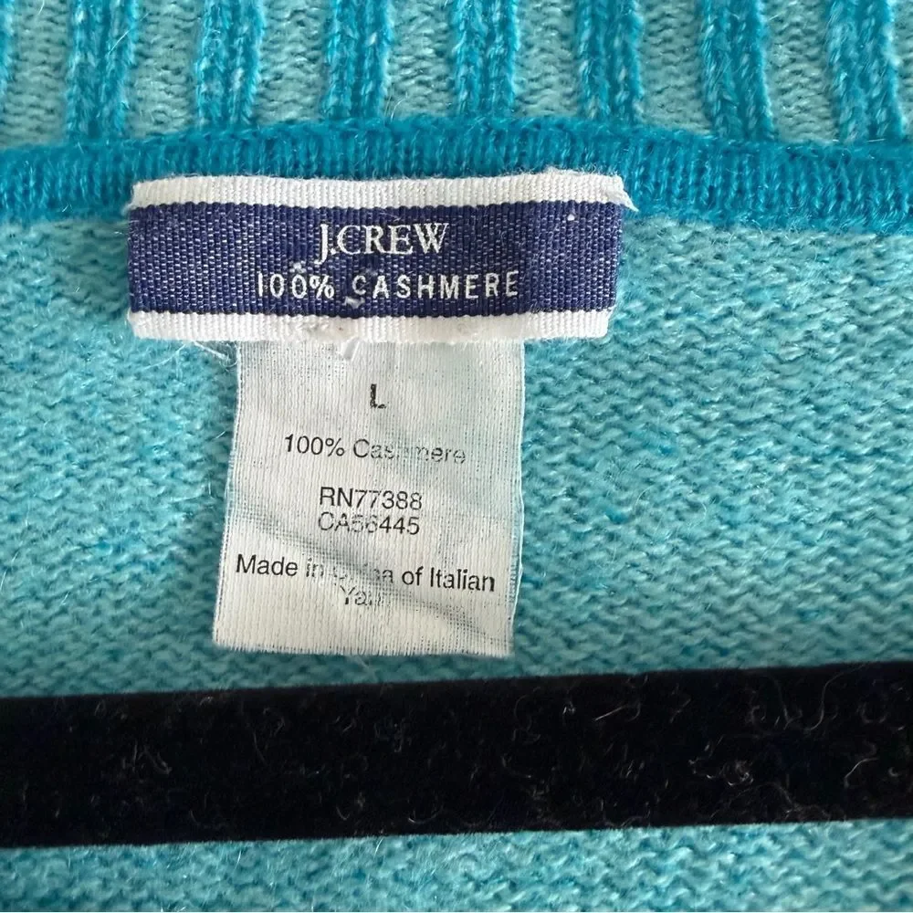 J. Crew Cashmere Teal Blue Crew Neck Pullover Sweater Women's Size Large